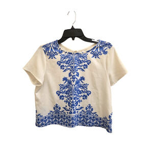 NWOT M White and Blue Xhileration Blouse